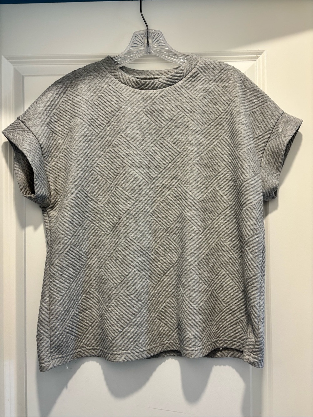SHEIN Heather Gray Short Sleeve Textured Tee